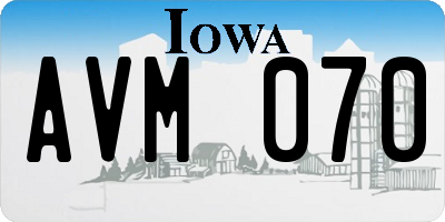 IA license plate AVM070