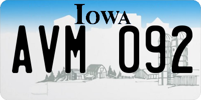IA license plate AVM092