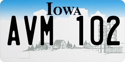 IA license plate AVM102