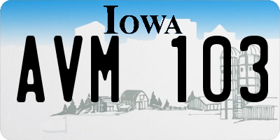 IA license plate AVM103