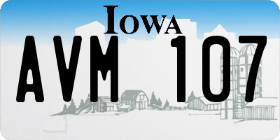 IA license plate AVM107