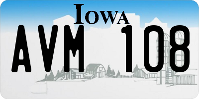 IA license plate AVM108