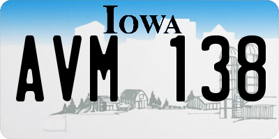IA license plate AVM138