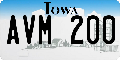 IA license plate AVM200