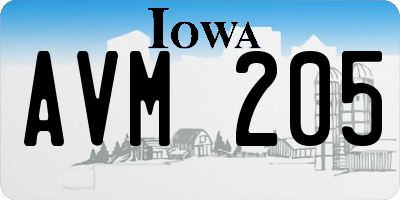 IA license plate AVM205