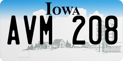 IA license plate AVM208