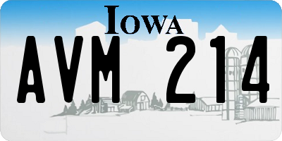 IA license plate AVM214
