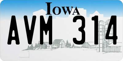IA license plate AVM314