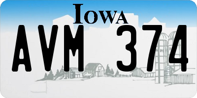 IA license plate AVM374