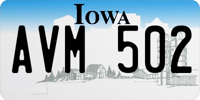 IA license plate AVM502