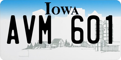 IA license plate AVM601