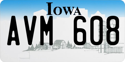 IA license plate AVM608