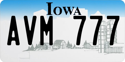 IA license plate AVM777