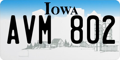 IA license plate AVM802