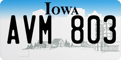 IA license plate AVM803