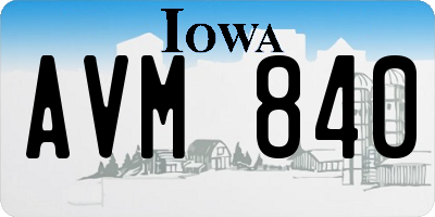 IA license plate AVM840