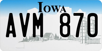 IA license plate AVM870