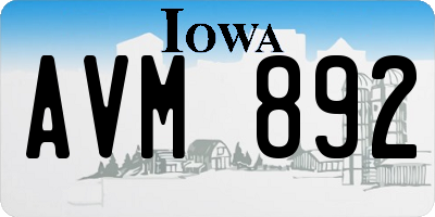IA license plate AVM892