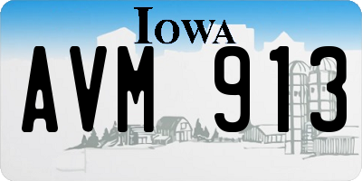 IA license plate AVM913