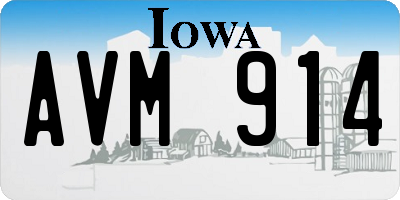 IA license plate AVM914