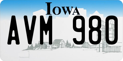 IA license plate AVM980