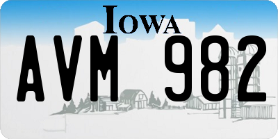 IA license plate AVM982