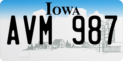 IA license plate AVM987