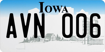 IA license plate AVN006