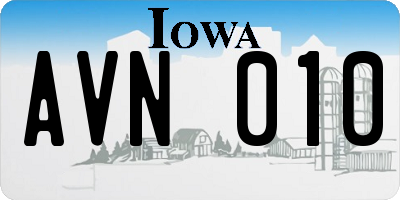 IA license plate AVN010