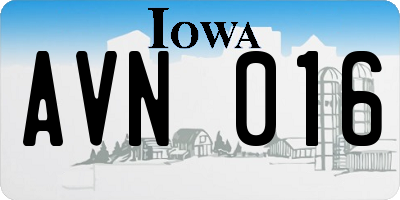 IA license plate AVN016