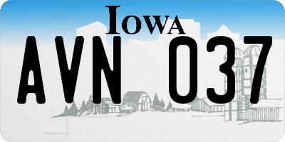 IA license plate AVN037