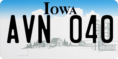 IA license plate AVN040