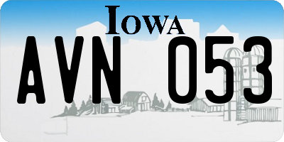 IA license plate AVN053