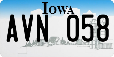 IA license plate AVN058