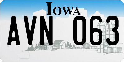IA license plate AVN063