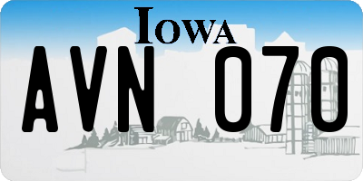 IA license plate AVN070