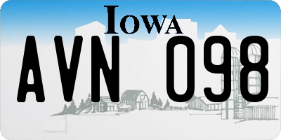 IA license plate AVN098