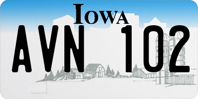 IA license plate AVN102