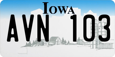 IA license plate AVN103