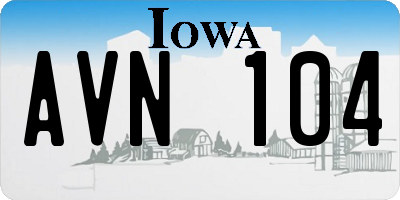 IA license plate AVN104