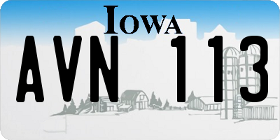 IA license plate AVN113