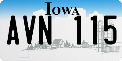 IA license plate AVN115