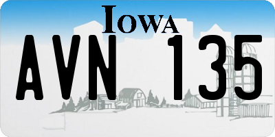 IA license plate AVN135
