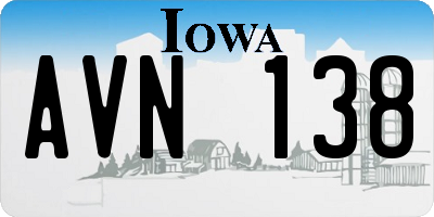IA license plate AVN138
