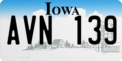 IA license plate AVN139