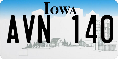 IA license plate AVN140