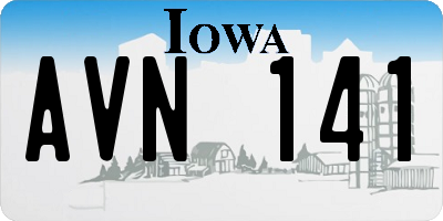 IA license plate AVN141