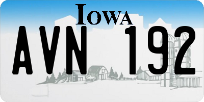 IA license plate AVN192