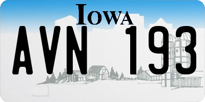 IA license plate AVN193