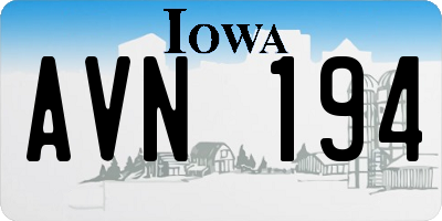 IA license plate AVN194